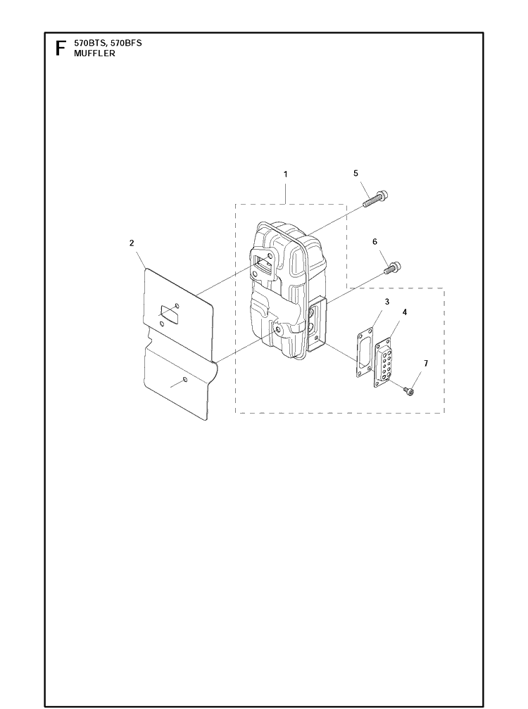Muffler Diagram and Parts List for 570BTS 20111800001-Current Husqvarna Leaf Blower / Vacuum