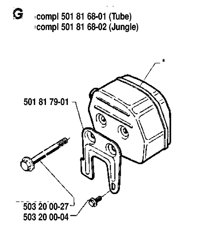 Muffler Diagram and Parts List for 288 19911400001-19933600000 Husqvarna Chainsaw