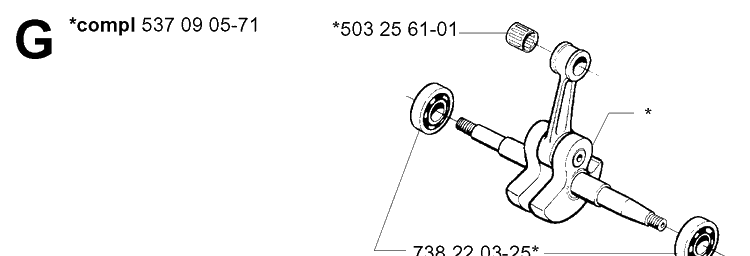 Crankshaft Diagram and Parts List for 395XP/ (XPG)(20034000001-20051800000) Husqvarna Chainsaw