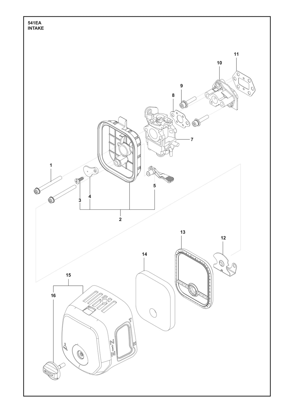 Intake Diagram and Parts List for 541EA  Husqvarna Auger
