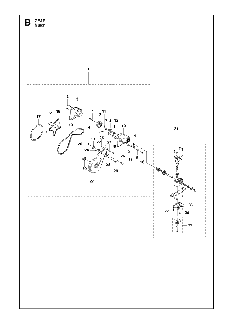 Gear Box Diagram and Parts List for LB548SE  Husqvarna Lawn Mower