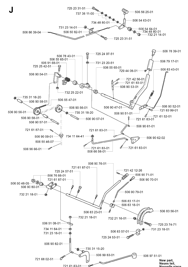 Controls Diagram and Parts List for RIDER155 (953533805)(2005-01) Husqvarna Lawn Mower