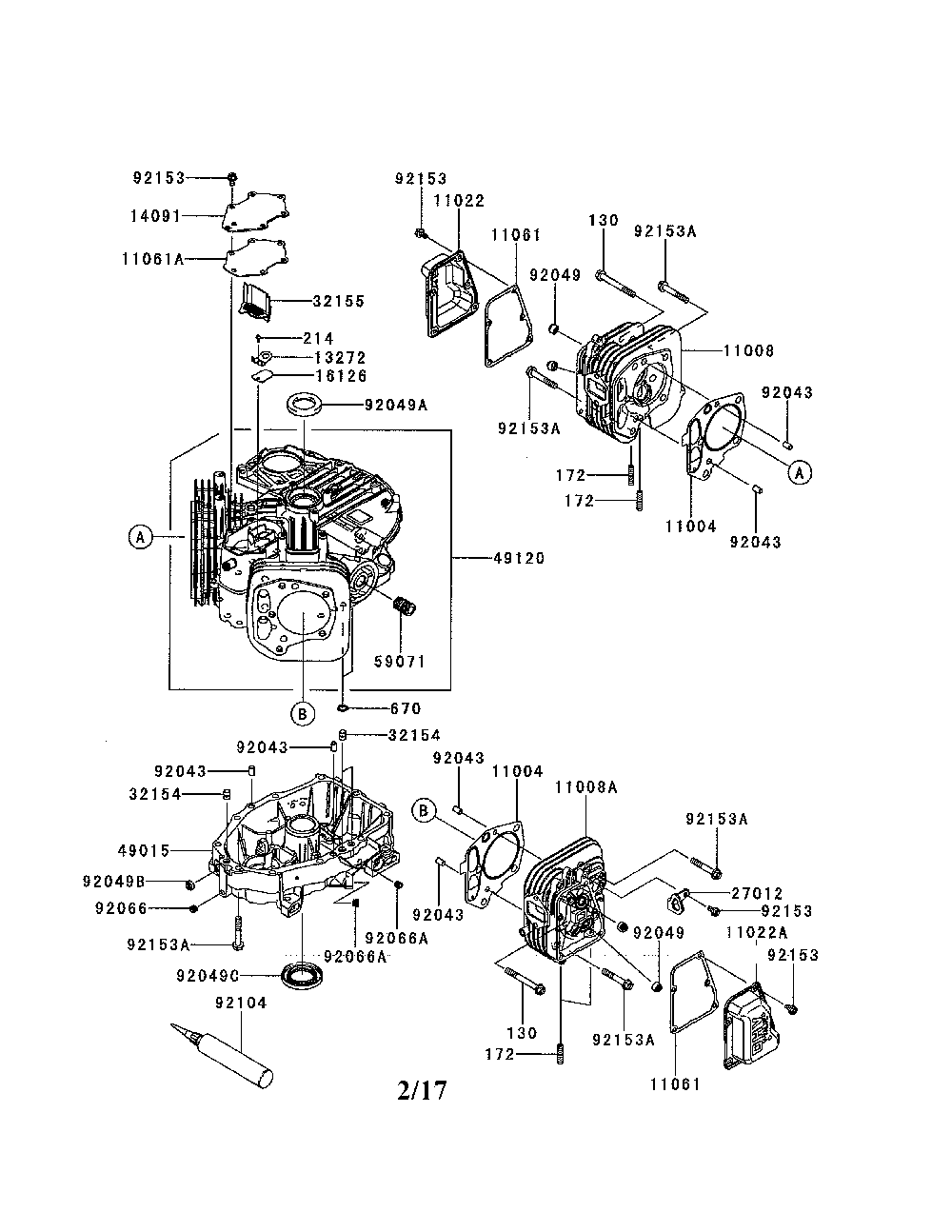 Cylinder/crankcase Diagram and Parts List for YTH18K46-96043021800  Husqvarna Lawn Tractor