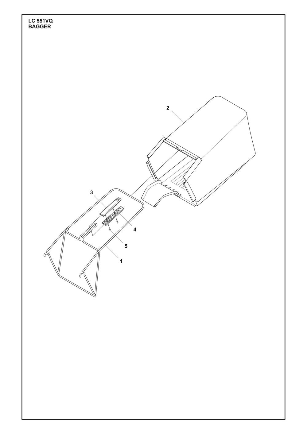 Bagger Diagram and Parts List for LC551VQ  Husqvarna Lawn Mower