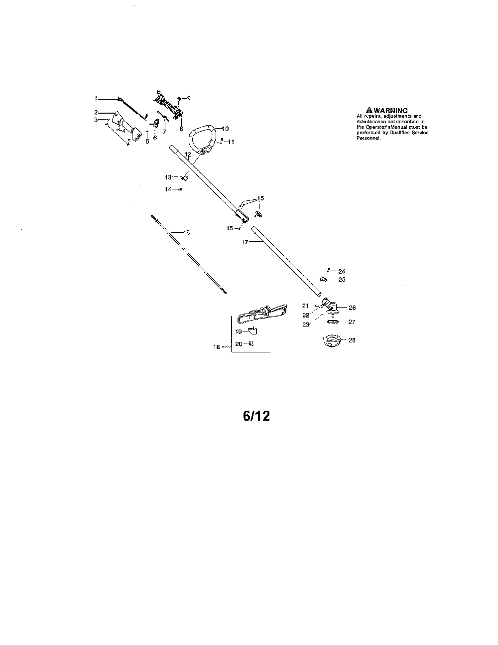 Drive shaft/handle/shield Diagram and Parts List for 128LD-LOWES  Husqvarna Trimmer