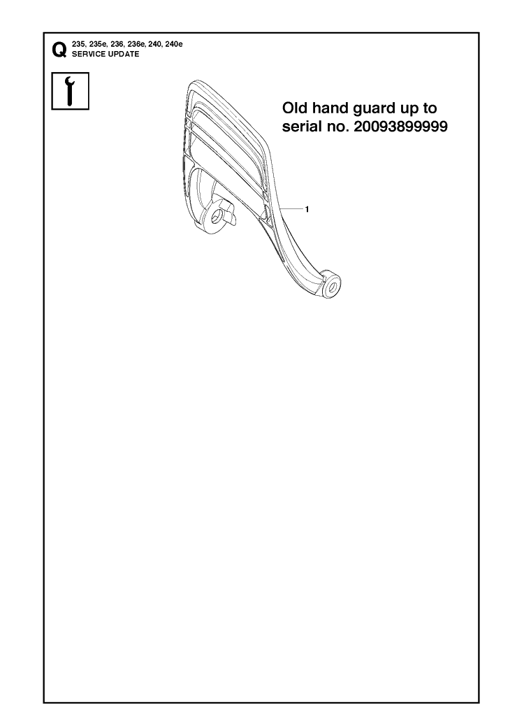 Service Updates Diagram and Parts List for 240 20101400001-20144000000 Husqvarna Chainsaw