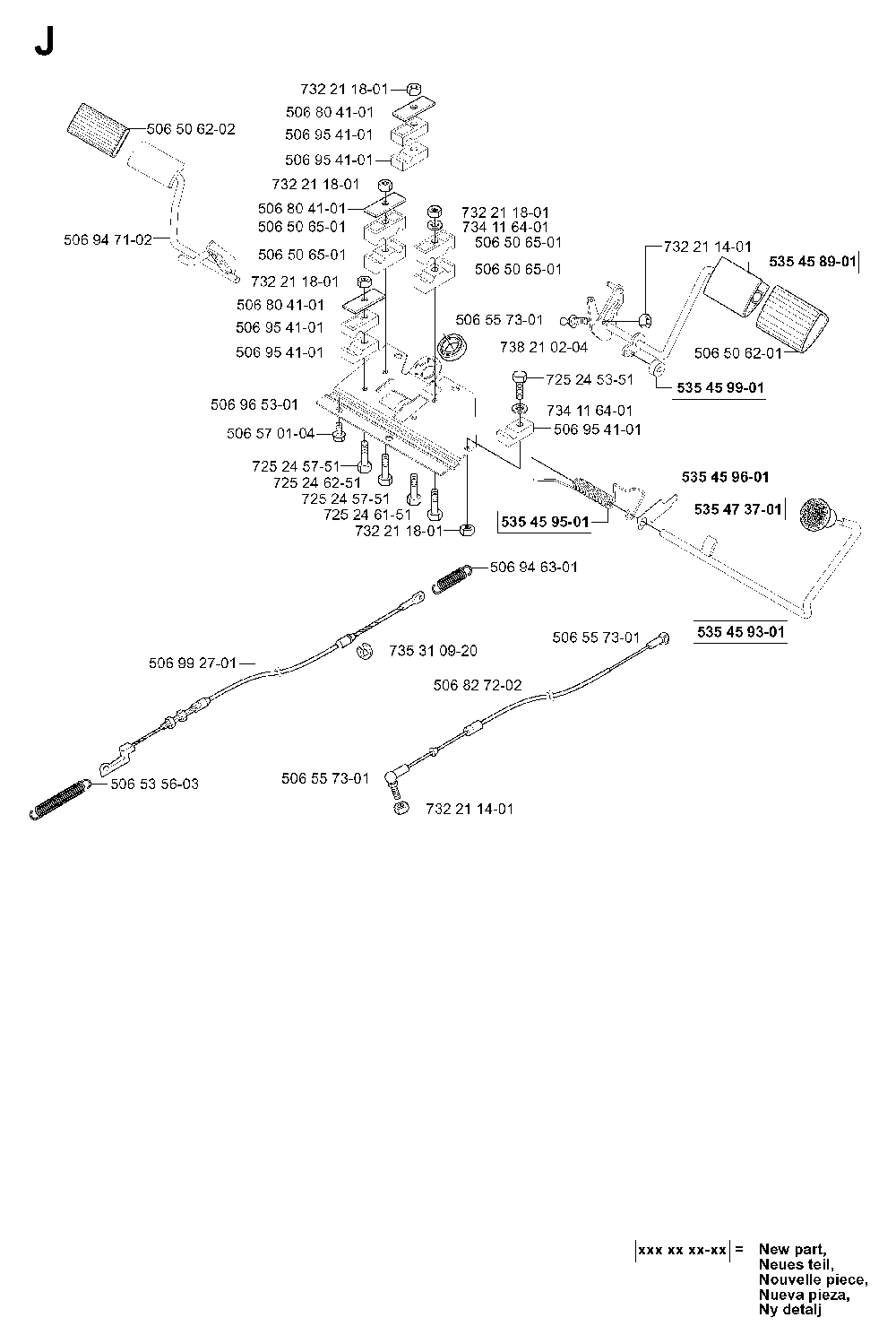 Pedals Diagram and Parts List for RIDER13BIOCLIP (953520901)(2003-11) Husqvarna Lawn Tractor