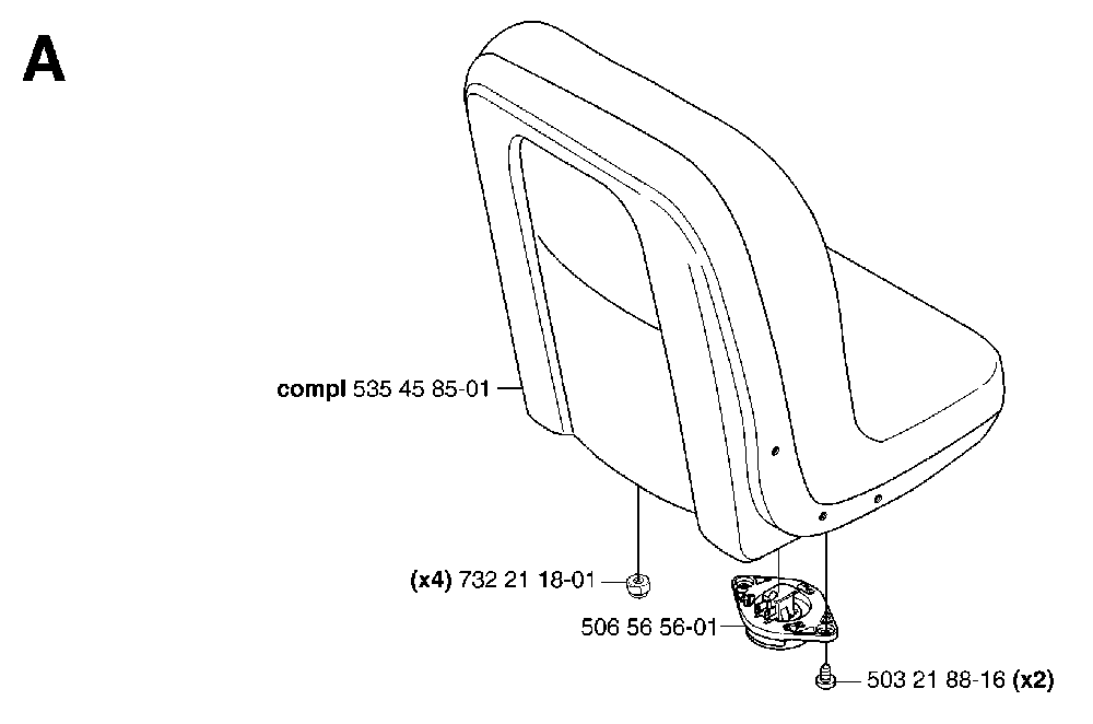 Seat Diagram and Parts List for RIDERPRO18AWD (965095001)(2007-03) Husqvarna Lawn Tractor