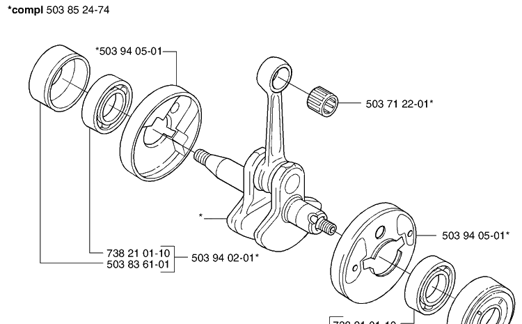 Crankshaft Diagram and Parts List for 326L 2002-08 Husqvarna Brush Cutter