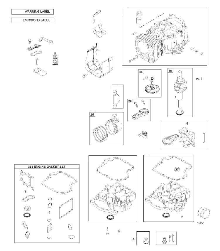 Cylinder Diagram and Parts List for 31Q5070005H1 2017-01 Husqvarna Engine