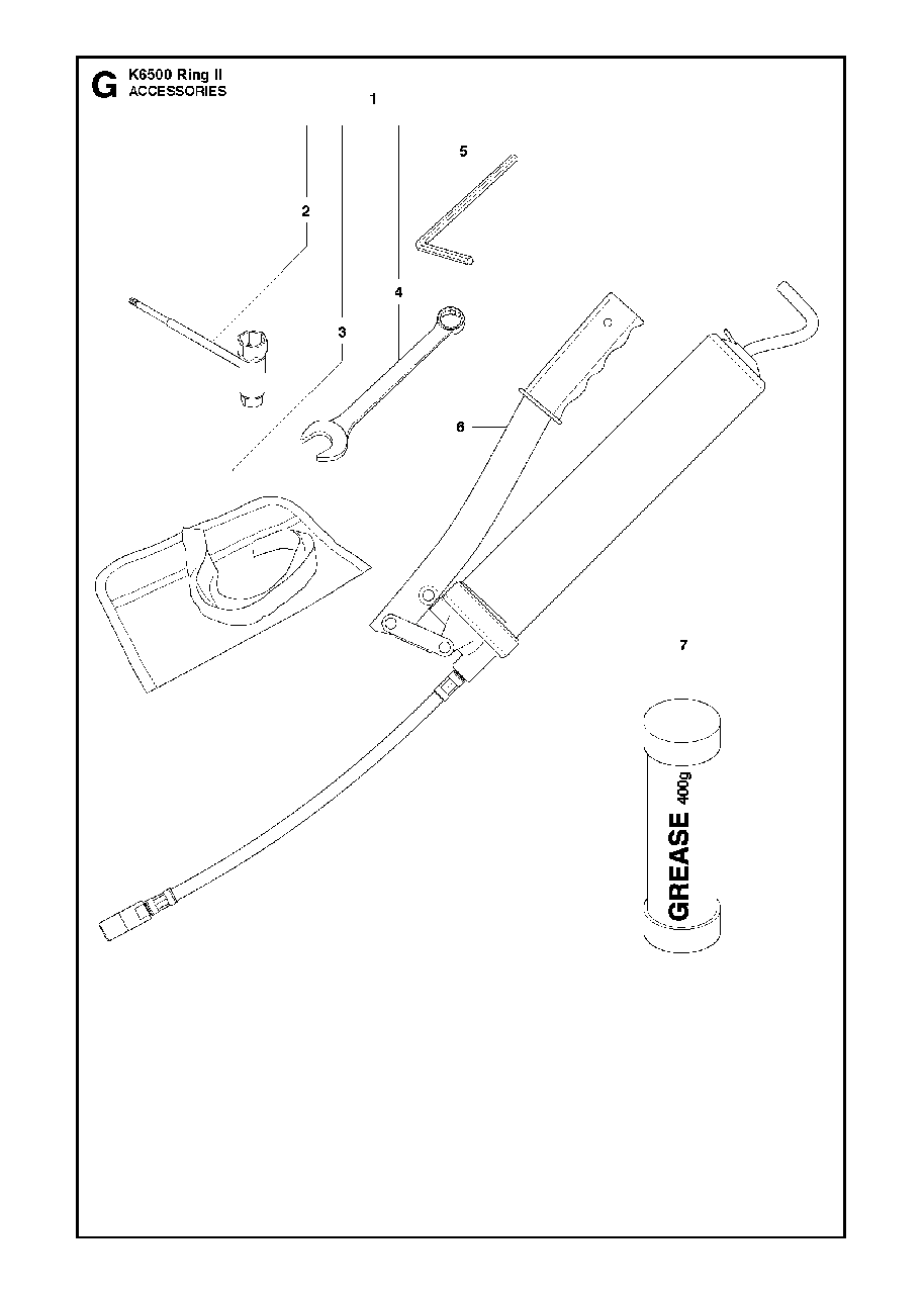 Accessories Diagram and Parts List for K6500RINGII 2016-12 Husqvarna Circular Saw