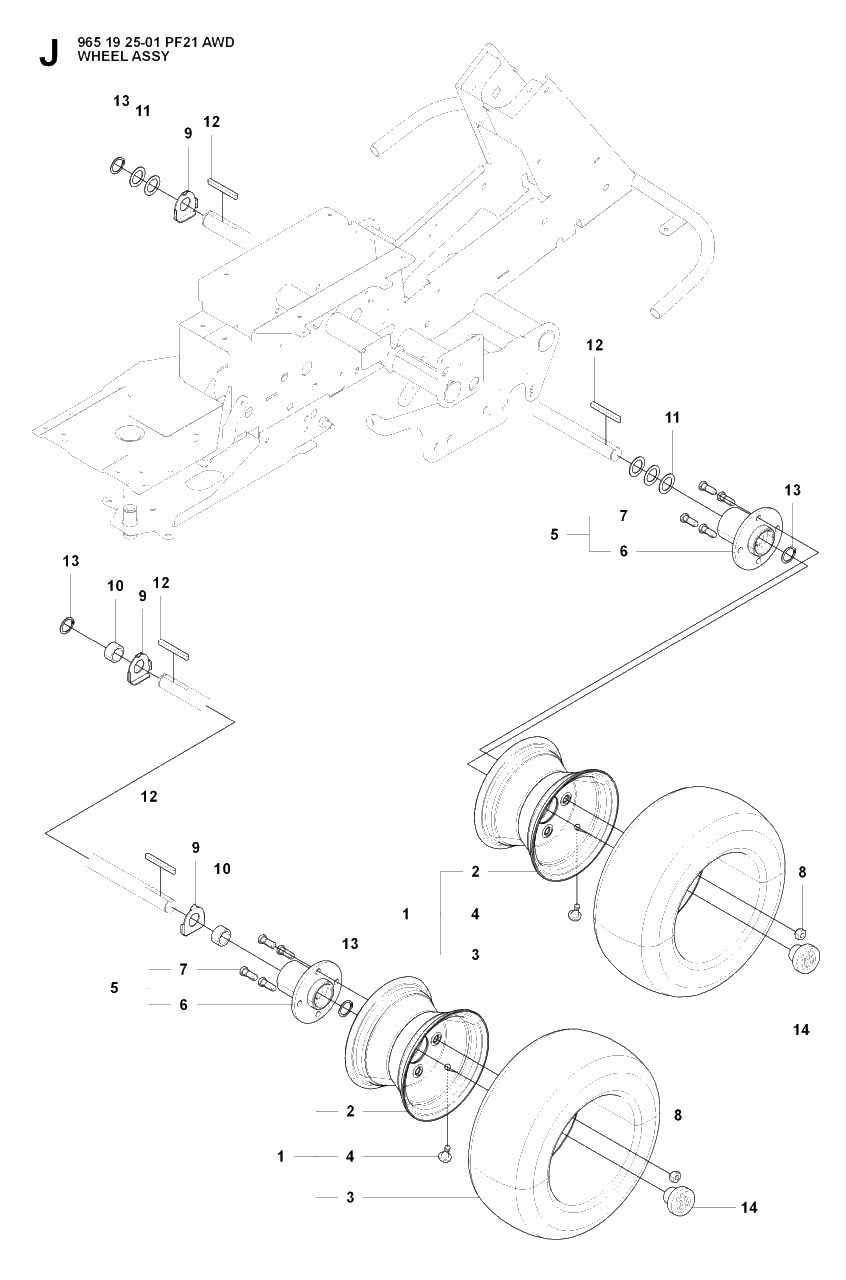 Wheels And Tires 2 Diagram and Parts List for PF21AWD (965192501)(2008-03) Husqvarna Lawn Tractor