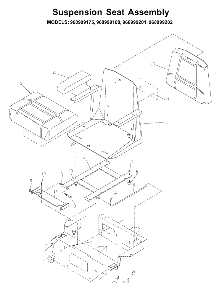 Seat 2 Diagram and Parts List for ZTH6123 (968999203)(2002-10) Husqvarna Lawn Mower