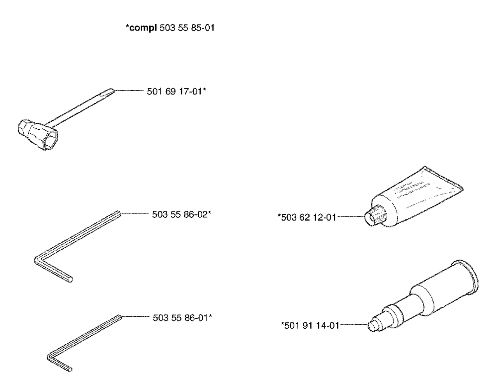 Accessories Diagram and Parts List for 353EPA 2002-09 Husqvarna Chainsaw