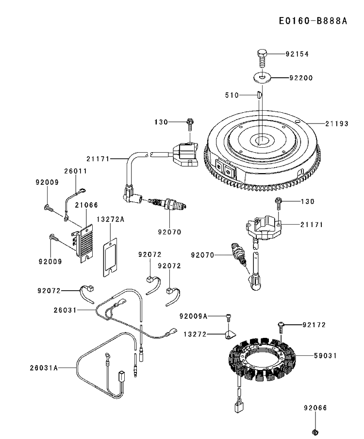 Electrical Diagram and Parts List for FX691V-BS50 2017-09 Husqvarna Engine