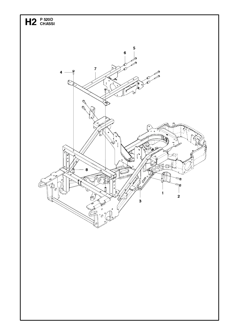 Chassis / Frame 2 Diagram and Parts List for P520D 20120100001 - 20143999999 Husqvarna Lawn Tractor