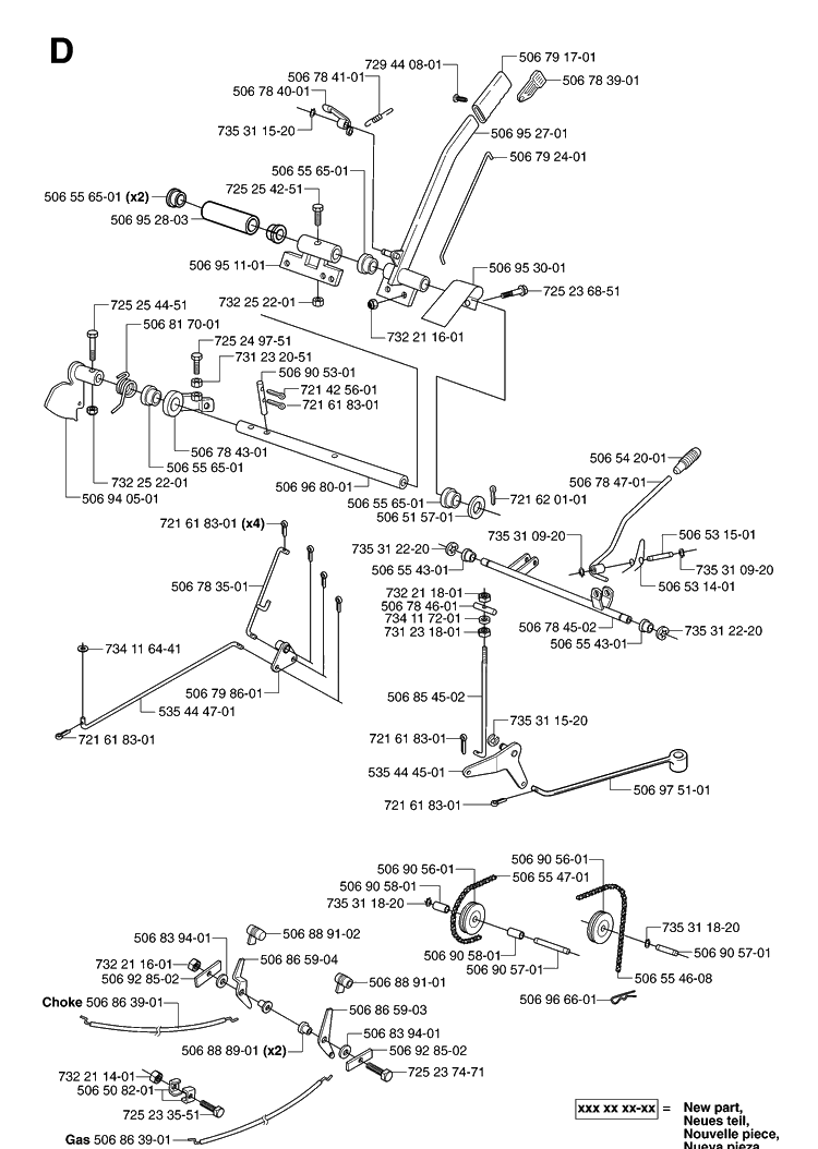 Controls Diagram and Parts List for PR15 (953535001)(2004-01) Husqvarna Lawn Mower