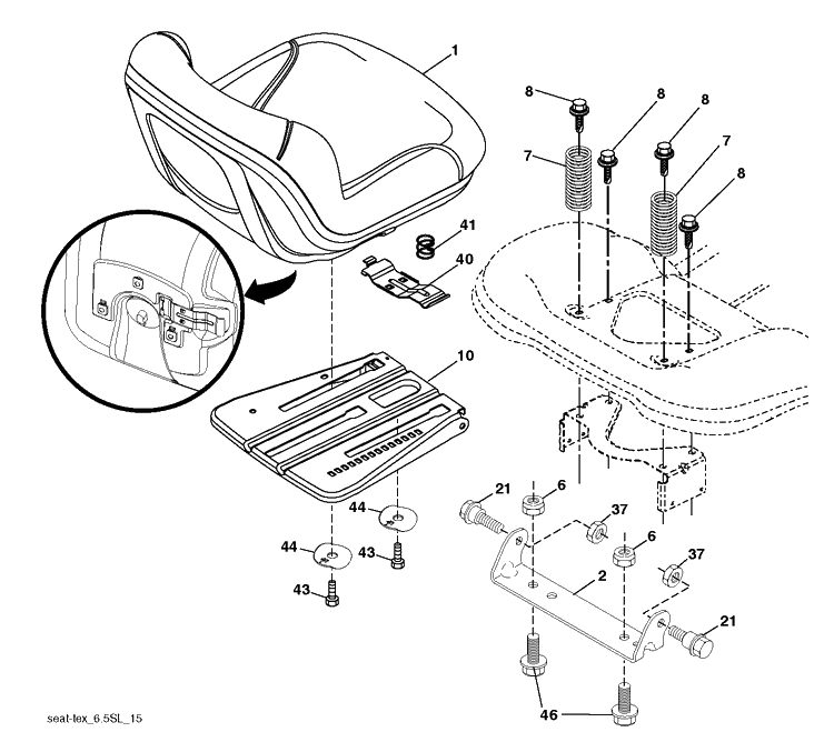 Seat Diagram and Parts List for LGT2654 (96045005000)(2013-09) Husqvarna Lawn Tractor