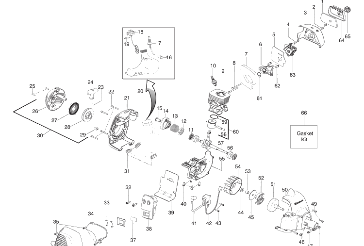 Engine Diagram and Parts List for 125C 2009-09 Husqvarna Trimmer