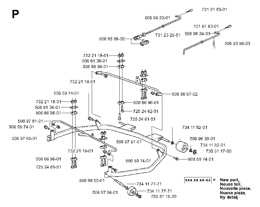 Protection Frame Diagram and Parts List for RIDER11BIOCLIP (953519901)(2004-01) Husqvarna Lawn Tractor