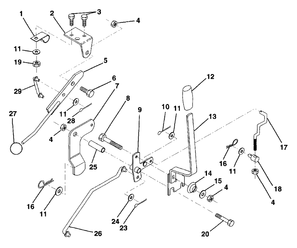Mower Lift Lever Diagram and Parts List for LR100 (954000572-A)(1995-03) Husqvarna Lawn Tractor