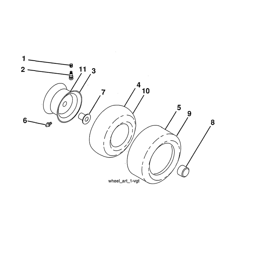 Wheels & Tires Diagram and Parts List for 96043025900  Husqvarna Lawn Tractor