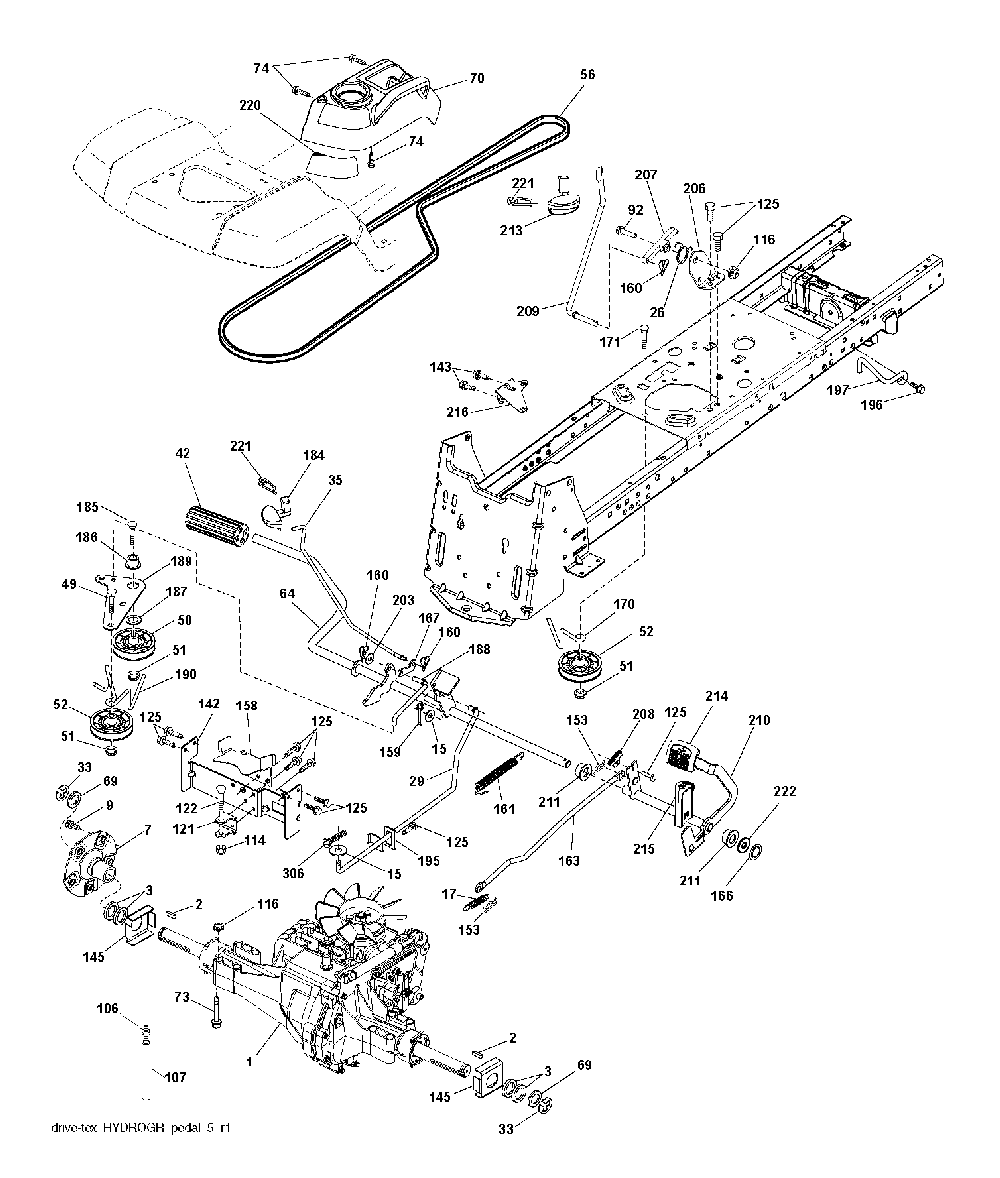 Drive Diagram and Parts List for GTH260TWIN (96041004503)(2010-01) Husqvarna Lawn Tractor