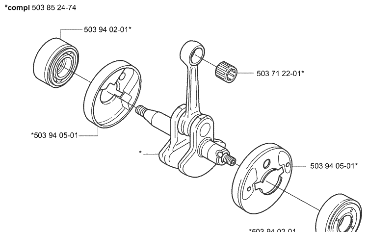 Crankshaft Diagram and Parts List for 323L 2004-03 Husqvarna Brush Cutter