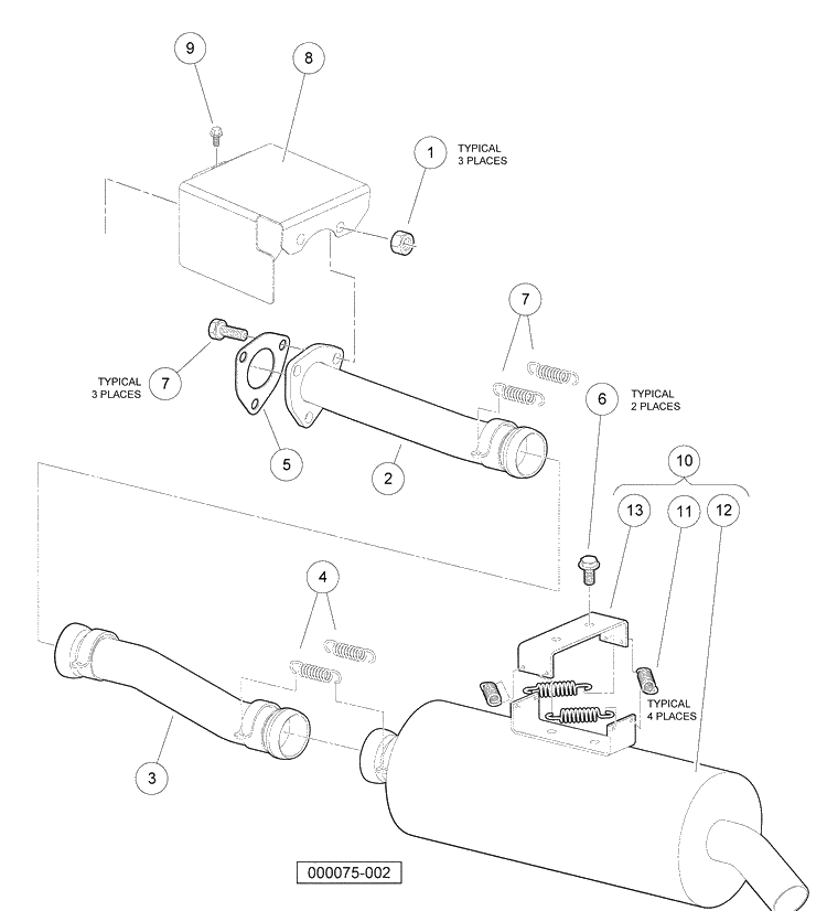 Exhaust System, Diesel Vehicles Diagram and Parts List for HUV4420G 2006-11 Husqvarna Lawn Tractor
