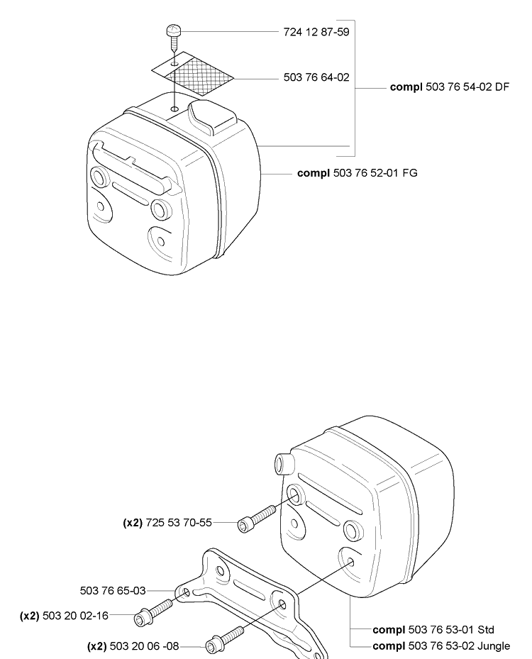 Muffler Diagram and Parts List for 365EPA 2007-03 Husqvarna Chainsaw