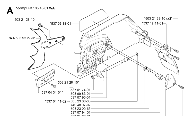 Chain Brake Diagram and Parts List for 385XP 20051000001-20064000000 Husqvarna Chainsaw