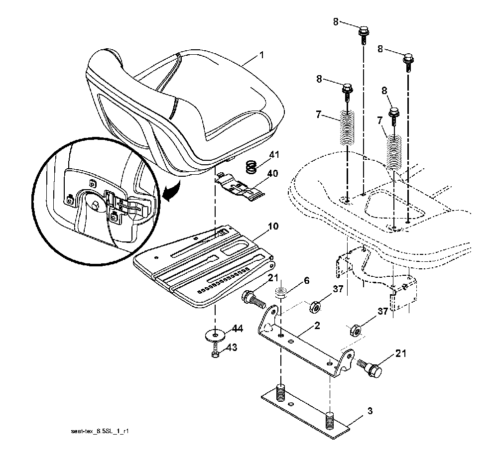 Seat Diagram and Parts List for LTH1742T (96041006701)(2008-11) Husqvarna Lawn Tractor