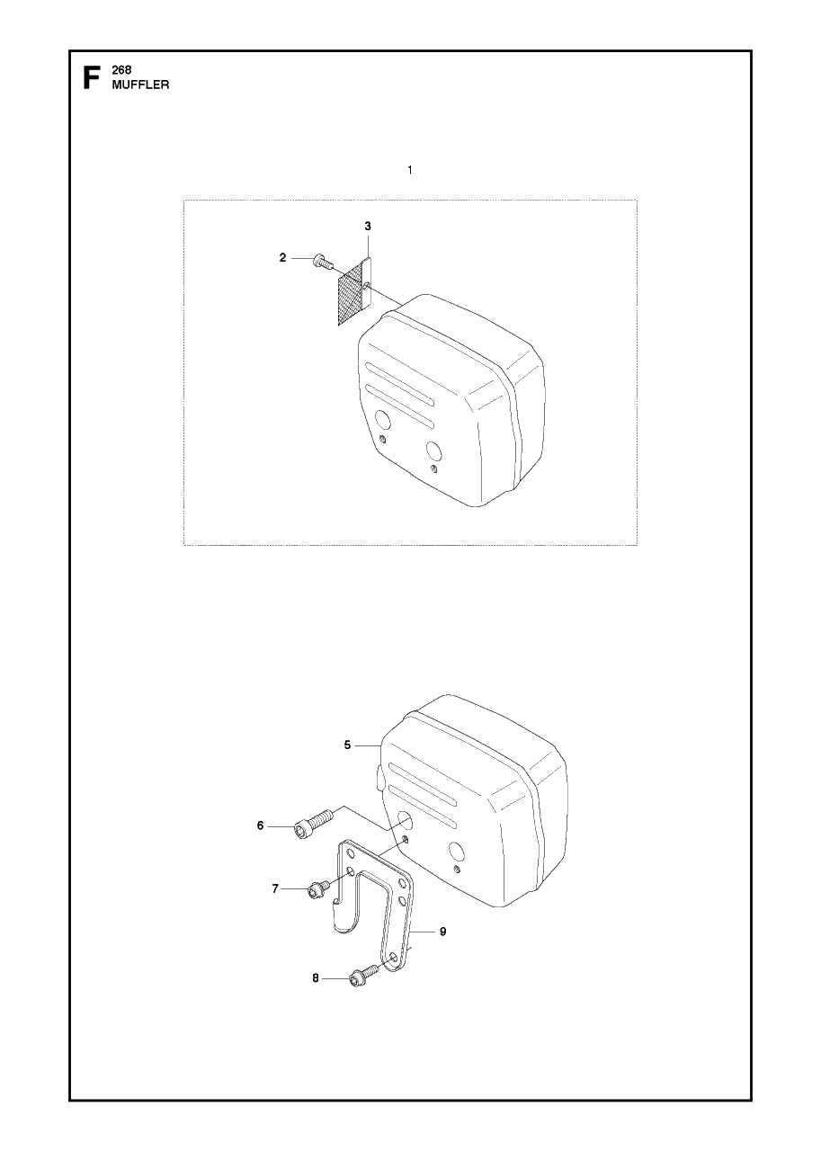 Muffler Diagram and Parts List for 268 20182200001 & Above Husqvarna Chainsaw