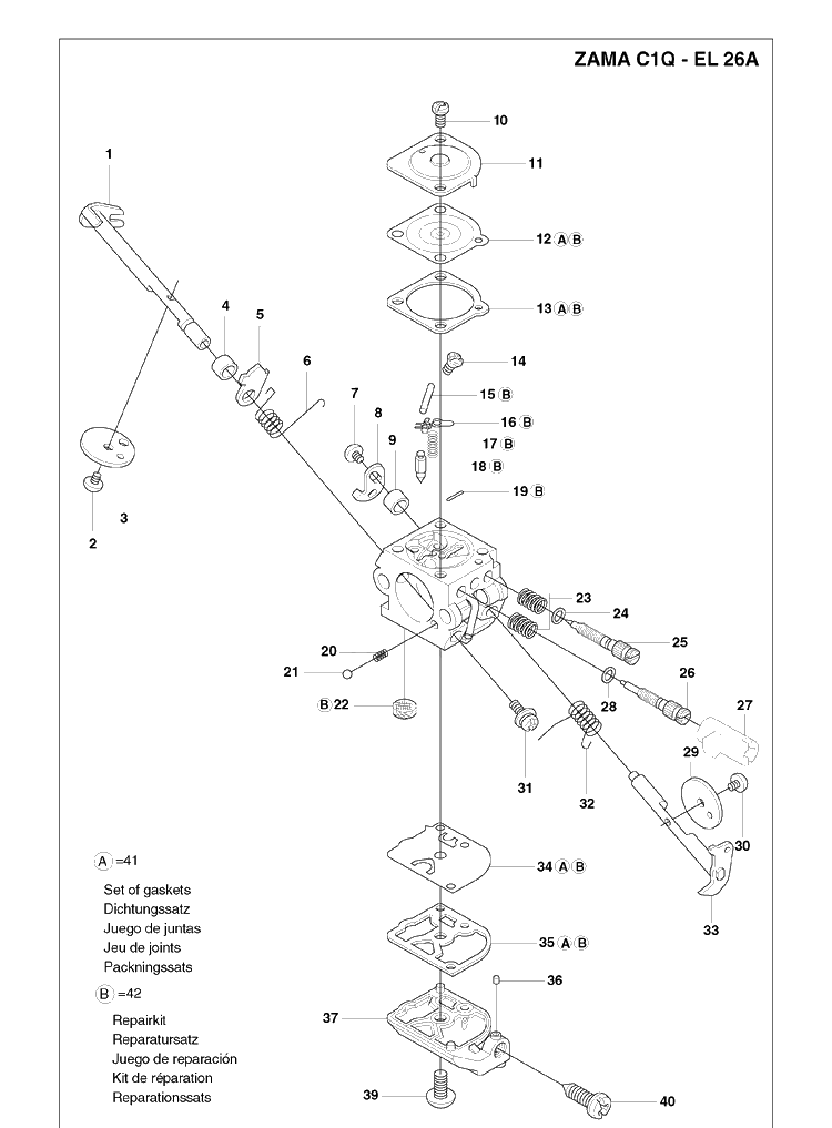Carburetor Diagram and Parts List for 325HS75 (X-SERIES)(2008-05) Husqvarna Hedge Trimmer