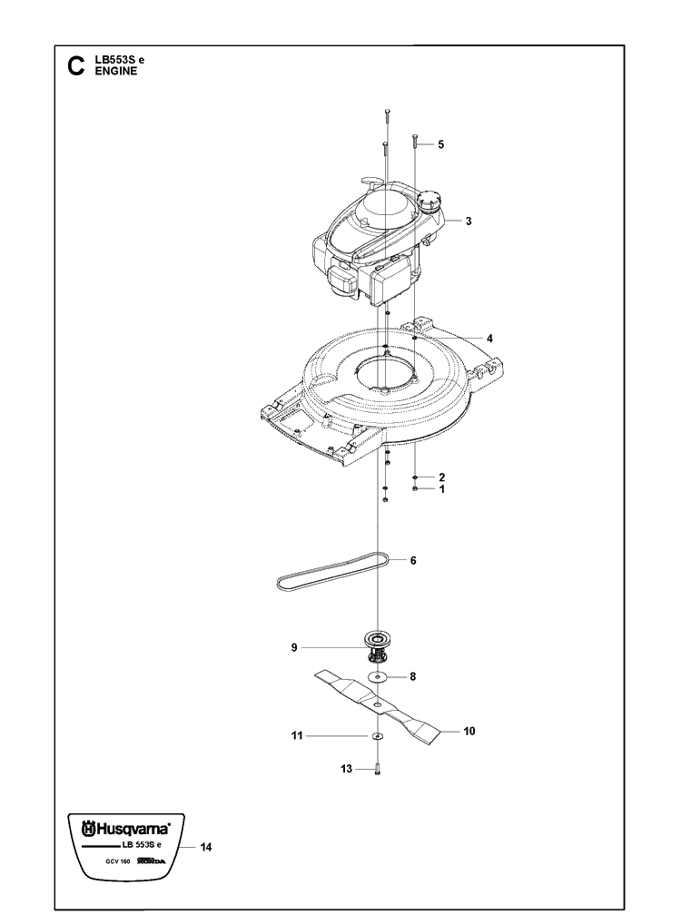 Engine Diagram and Parts List for LB553SE (967862501)(2019-01) Husqvarna Lawn Mower