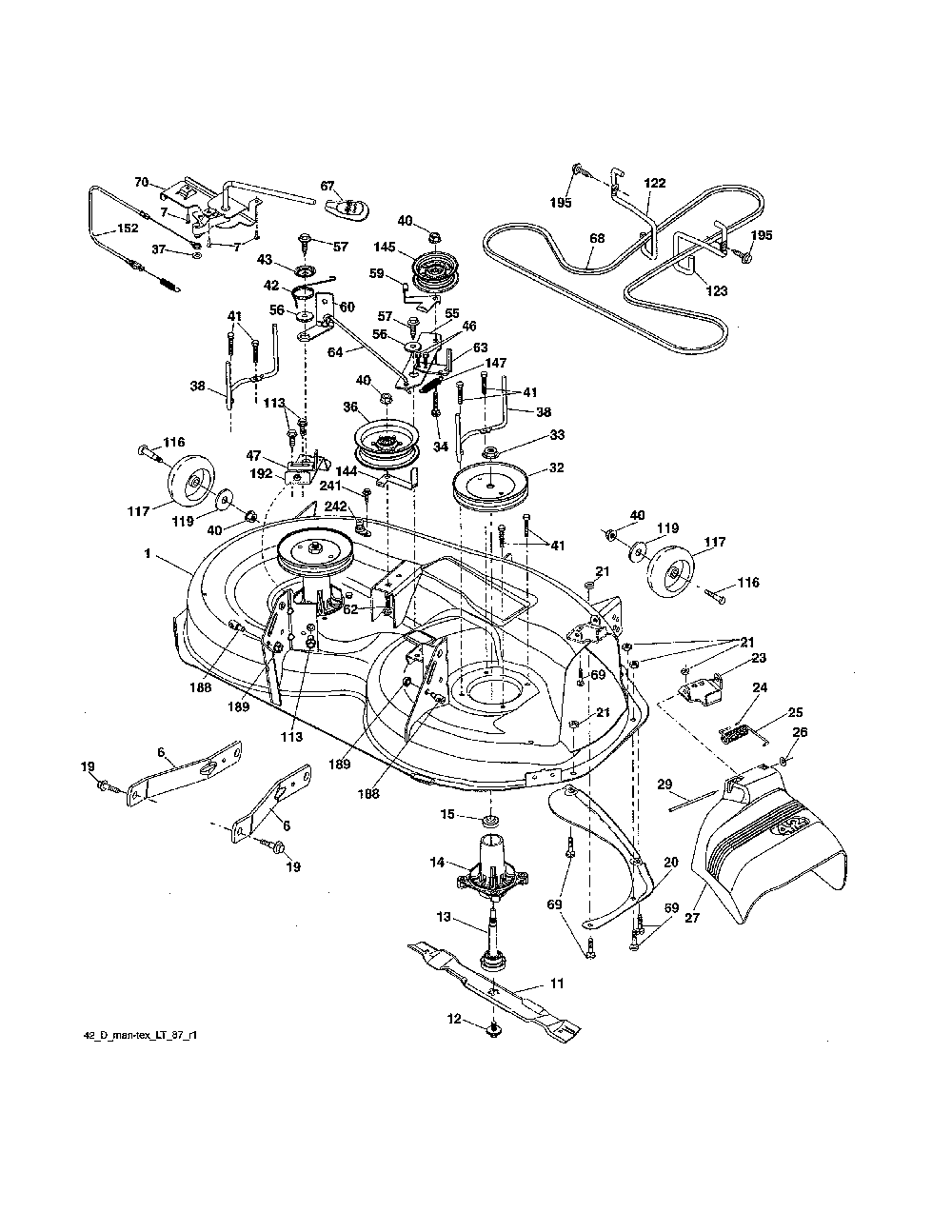 Mower deck Diagram and Parts List for YTH1842-917223810  Husqvarna Lawn Tractor