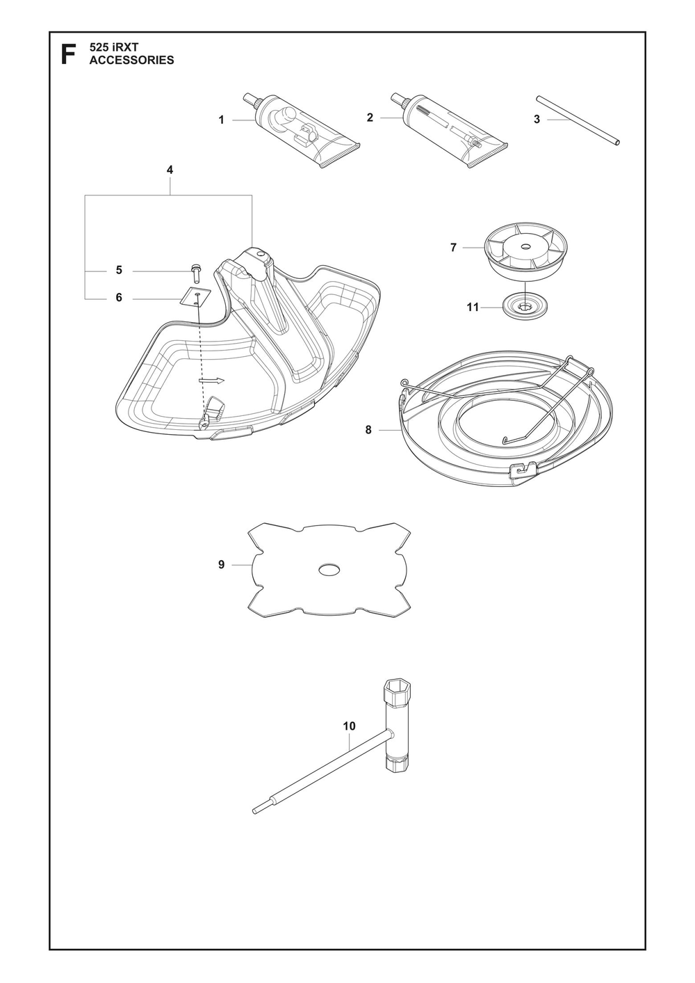 Accessories Diagram and Parts List for 525IRXT  Husqvarna Brush Cutter