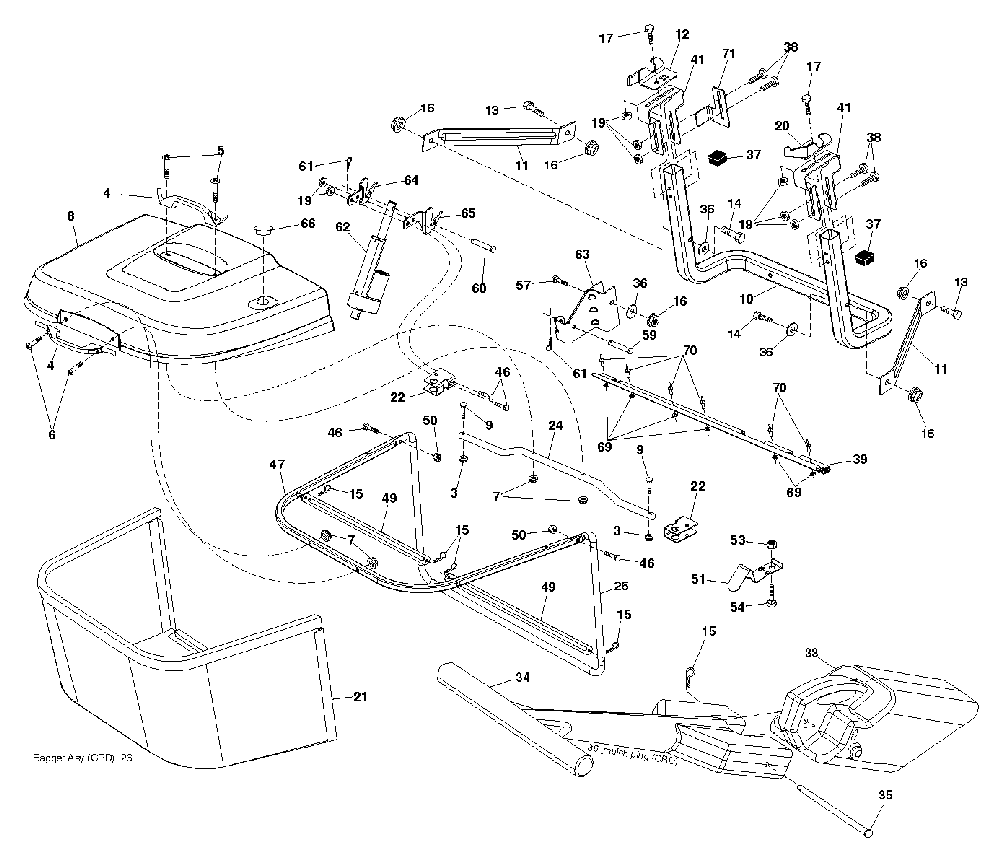 Bagger Diagram and Parts List for CTH220TWIN (96061026400)(2010-01) Husqvarna Lawn Tractor