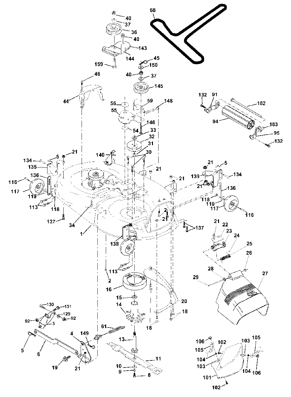 Mower Deck Diagram and Parts List for YTH1542XP (954567253-D)(2001-12) Husqvarna Lawn Tractor