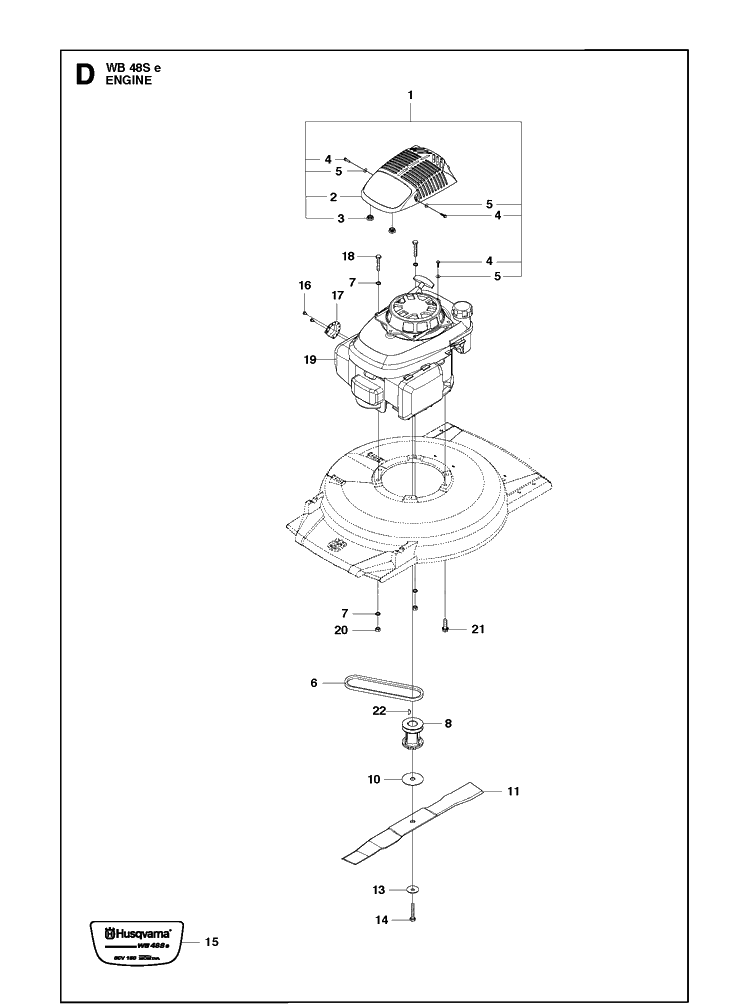 Engine Diagram and Parts List for WB48S  Husqvarna Lawn Mower