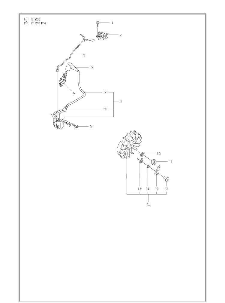 Ignition System Diagram and Parts List for K1260 (K1260 Rail)(2010-10) Husqvarna Table Saw Accessories