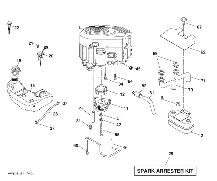 Engine Diagram and Parts List for GTH2648 (96043003001)(2008-01) Husqvarna Lawn Mower