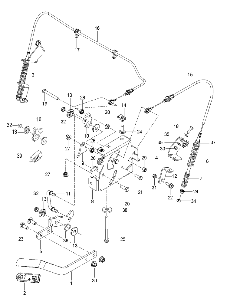 Parking Brake Diagram and Parts List for M-ZT52  Husqvarna Lawn Mower
