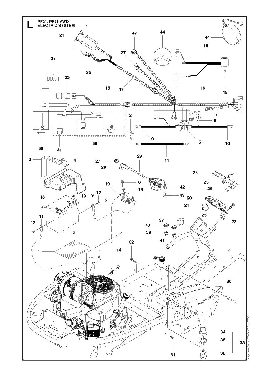 Electrical Diagram and Parts List for PF21AWD (965192501)(2011-03) Husqvarna Lawn Tractor