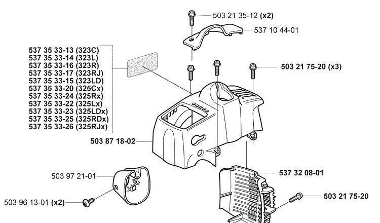 Covers Diagram and Parts List for 325RDX 2005-05 Husqvarna Brush Cutter
