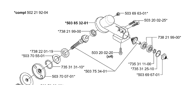 Gear Heads 232/240 Diagram and Parts List for 232RD 2000-10 Husqvarna Brush Cutter