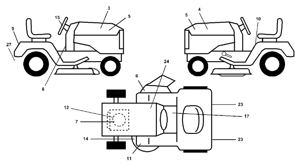 Decals Diagram and Parts List for GTH2250 (954567093-A)(2000-11) Husqvarna Lawn Tractor