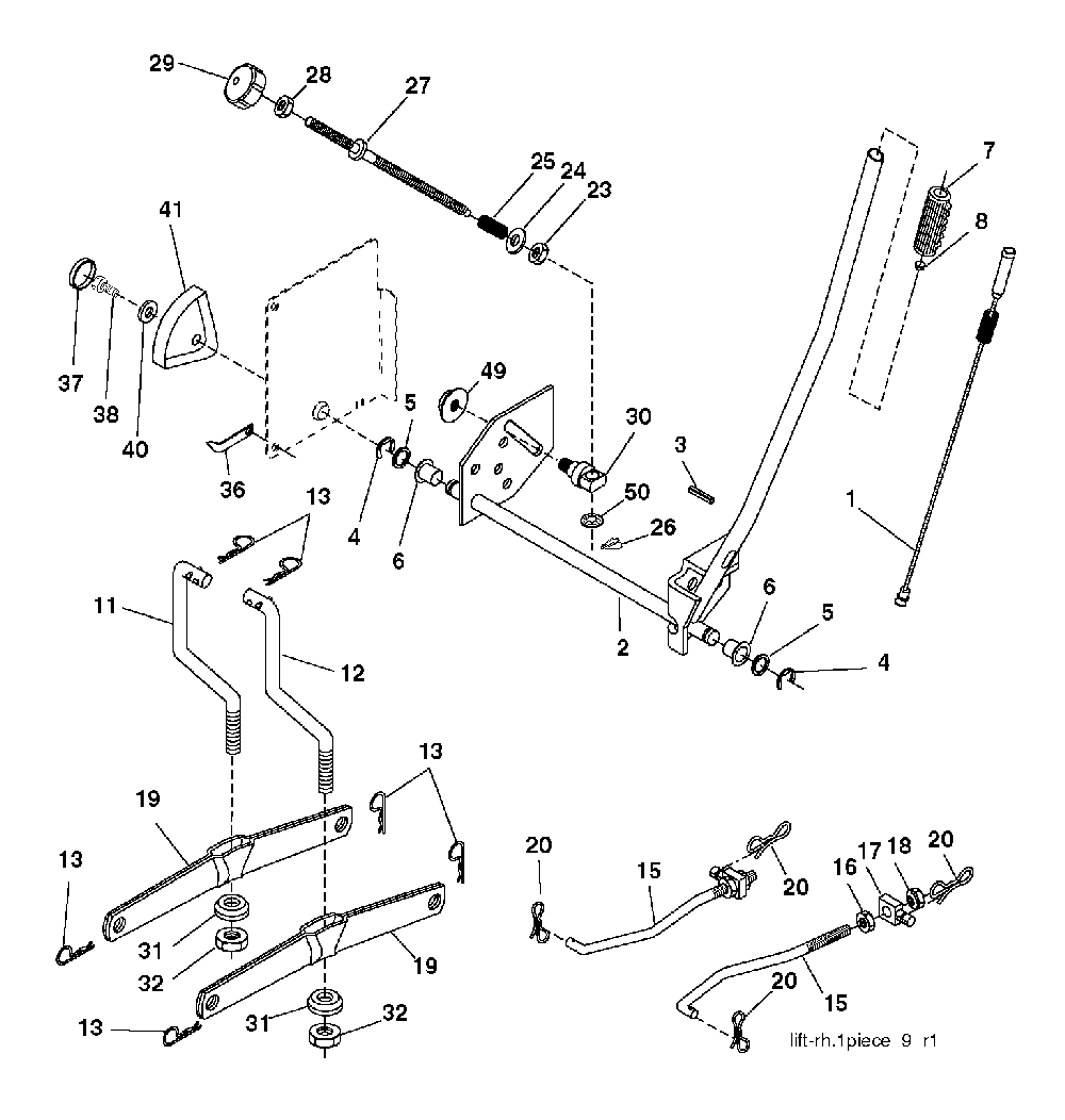 Mower Lift / Deck Lift Diagram and Parts List for CTH200TWIN (96061022701)(2008-11) Husqvarna Lawn Tractor