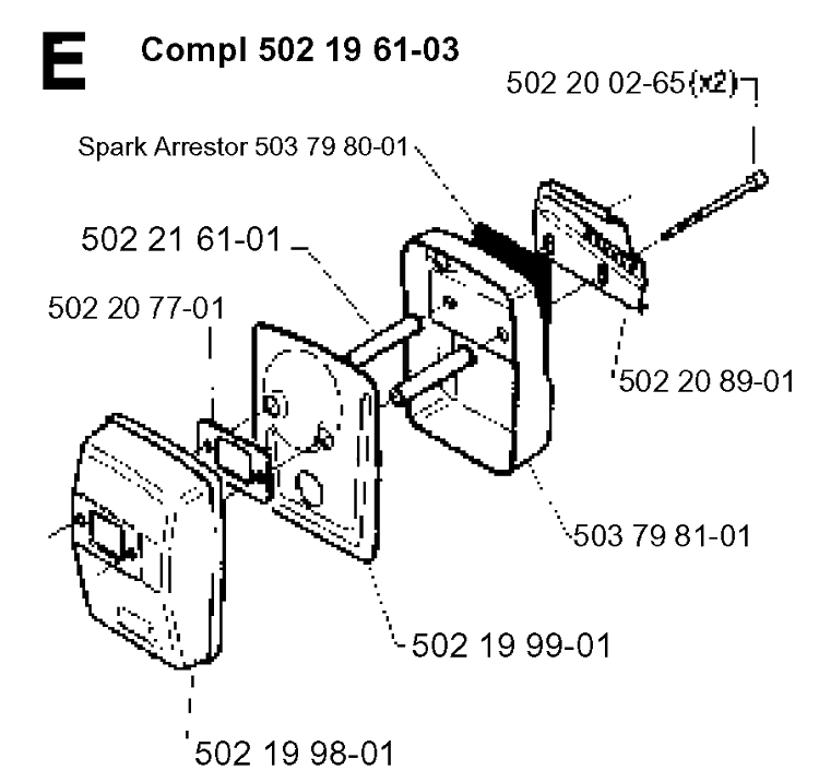 Muffler Diagram and Parts List for 232RCAT 19954500001-Current Husqvarna Brush Cutter