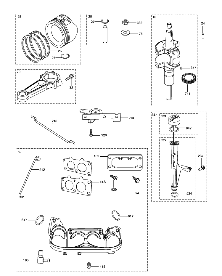 Piston And Crankshaft Diagram and Parts List for 40H777-0142-G5 2013-07 Husqvarna Engine